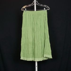 Babette Green Crinkle Pleated A-Line Skirt